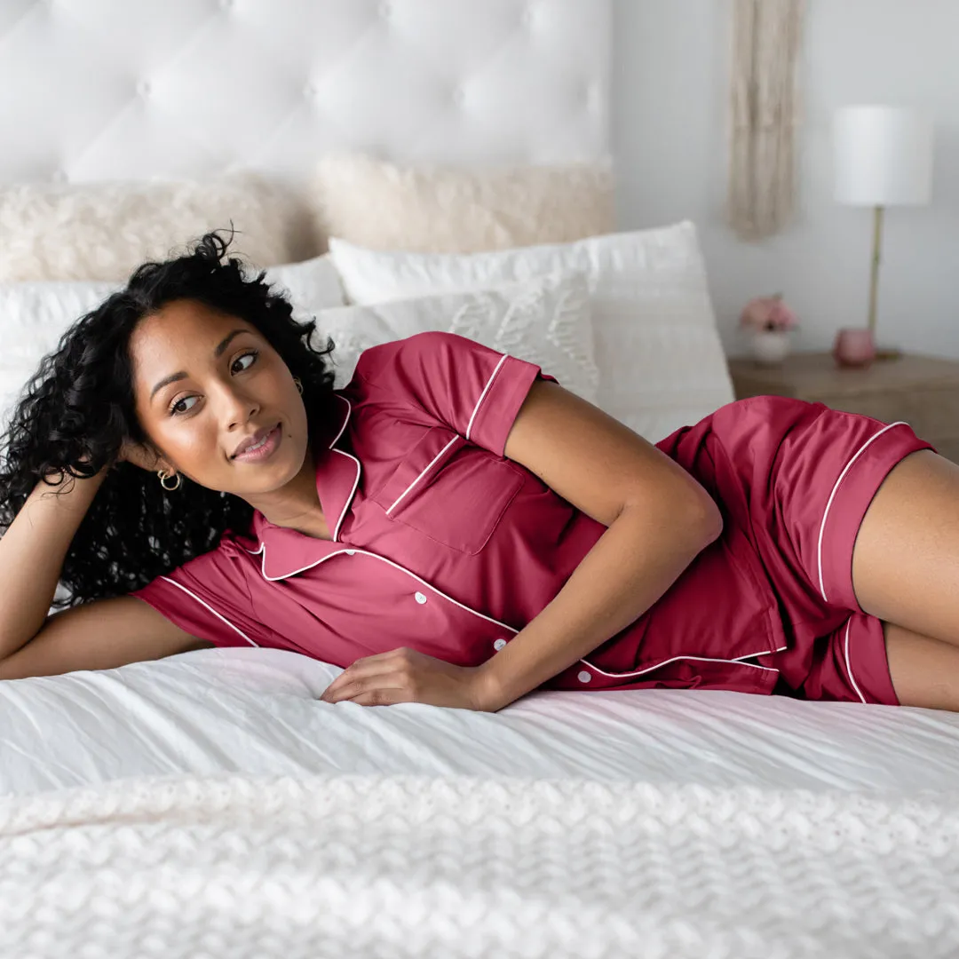 Clea Bamboo Classic Short Sleeve Pajama Set | Deep Berry