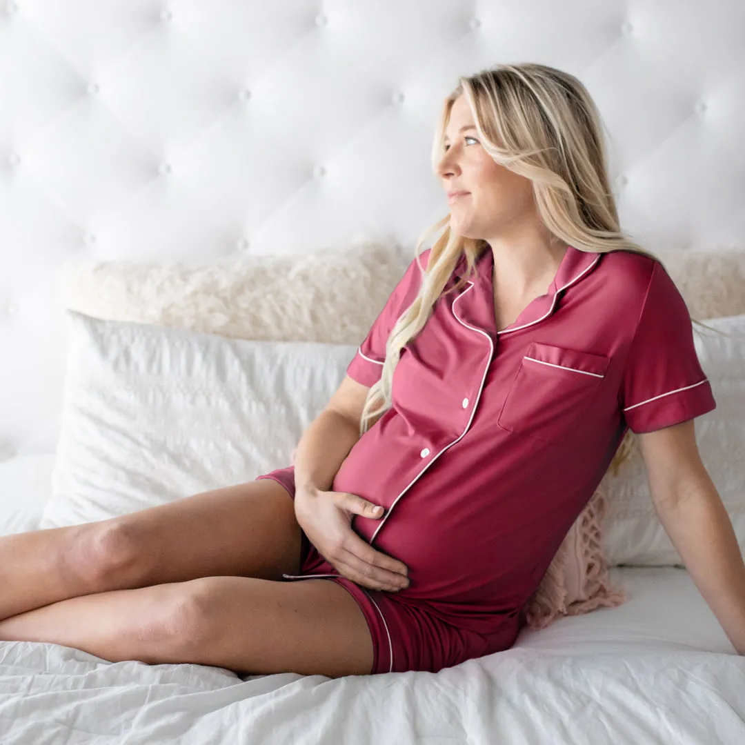 Clea Bamboo Classic Short Sleeve Pajama Set | Deep Berry