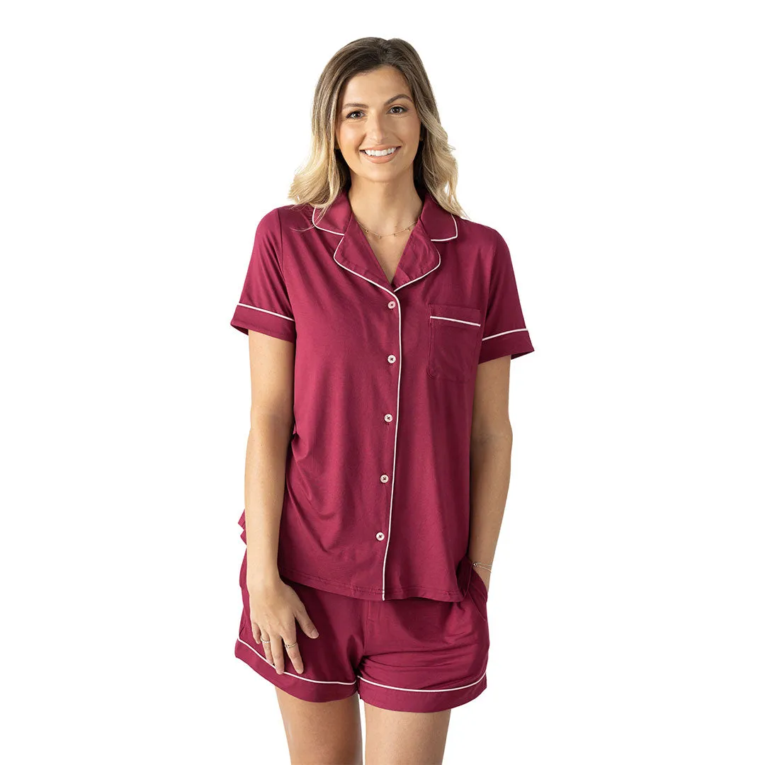 Clea Bamboo Classic Short Sleeve Pajama Set | Deep Berry
