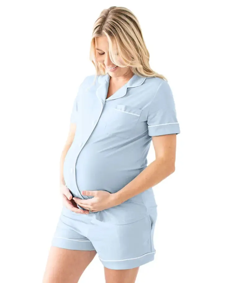 Clea Bamboo Maternity & Postpartum Short Sleeve Pajama Set (More Colors)