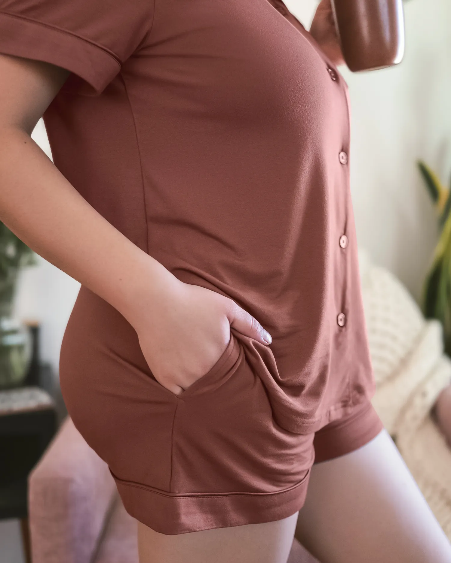 Clea Bamboo Short Sleeve Pajama Set | Redwood