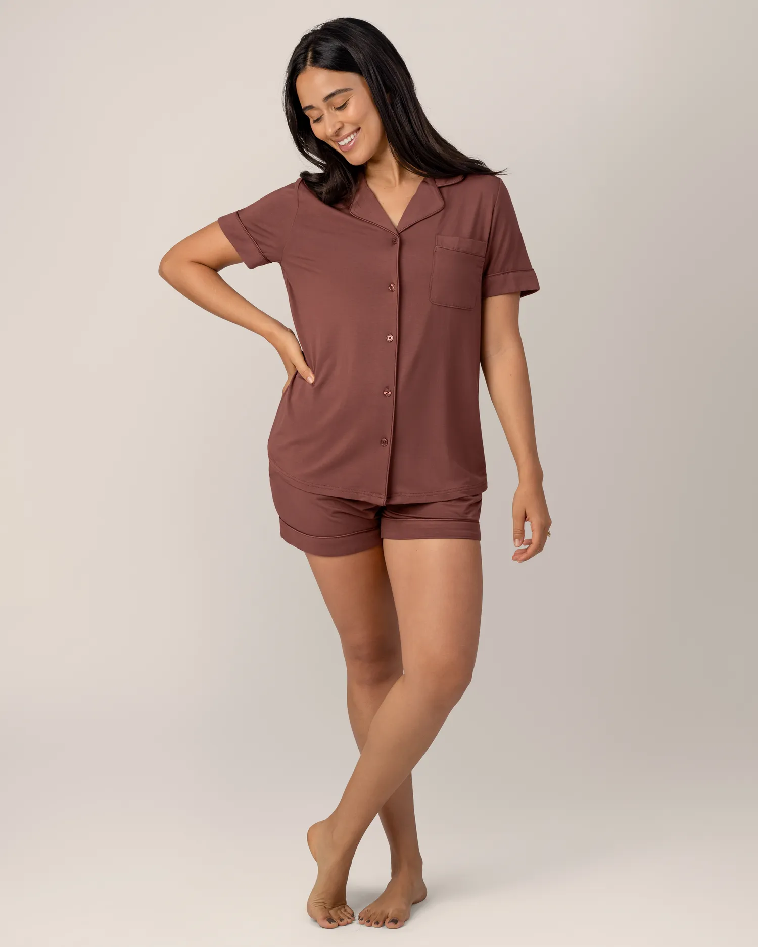 Clea Bamboo Short Sleeve Pajama Set | Redwood