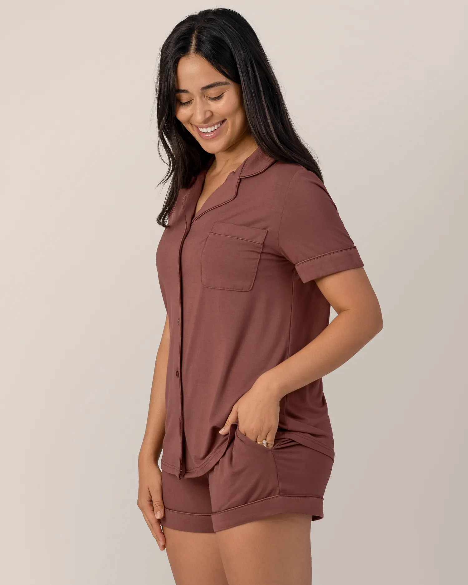Clea Bamboo Short Sleeve Pajama Set | Redwood
