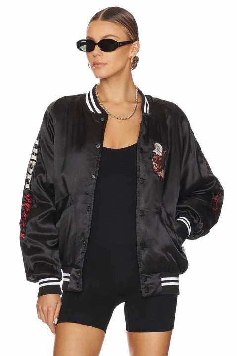 Coors Light Beer Wolf Varsity Jacket - Black Windproof Technology