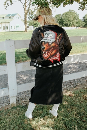 OdorControl Treatment Coors Light Beer Wolf Varsity Jacket - Black