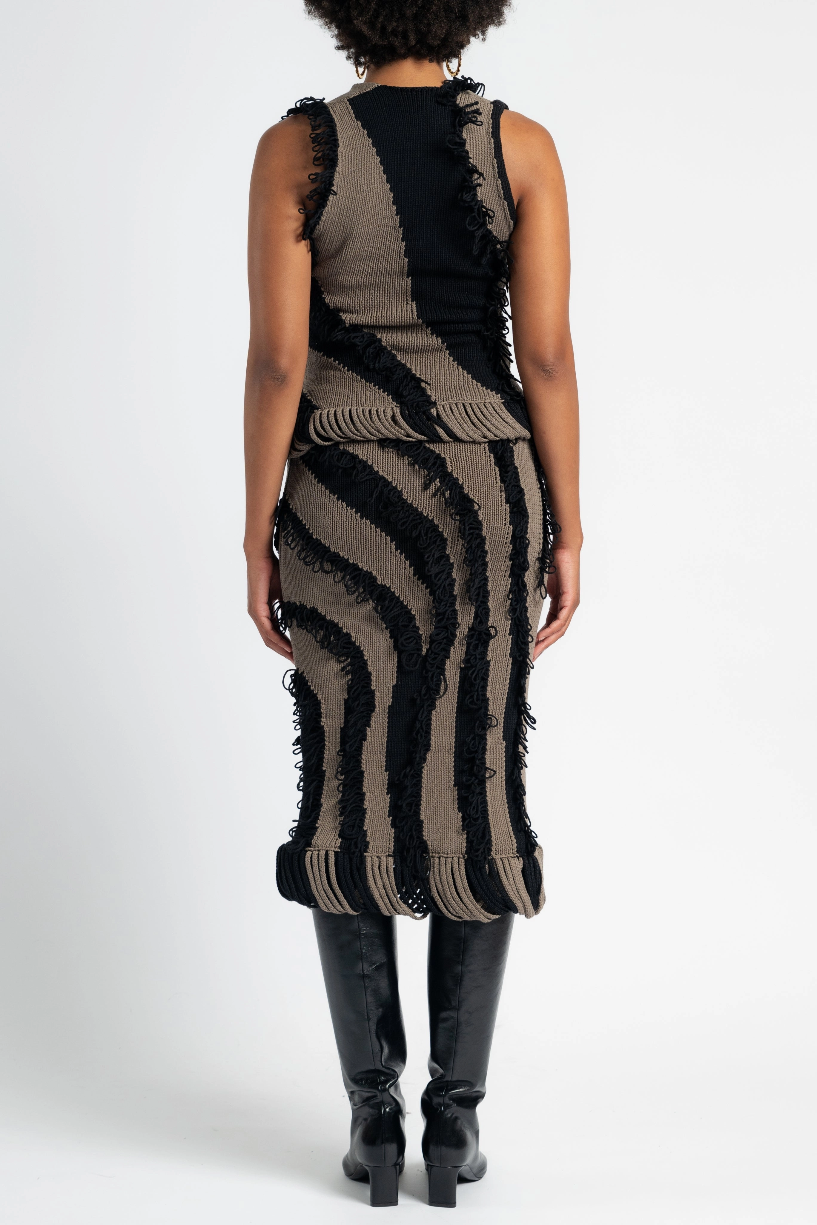 Smooth Finish Neutrals Only Exclusive Roaring Fringe Skirt in Black