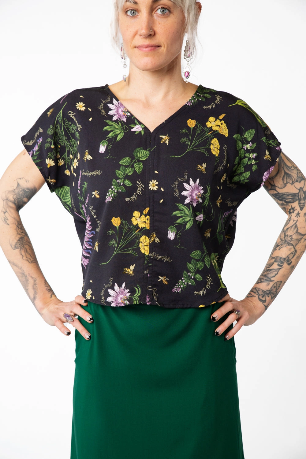 NonRestrictiveCut Tie Skirt in Emerald Challis