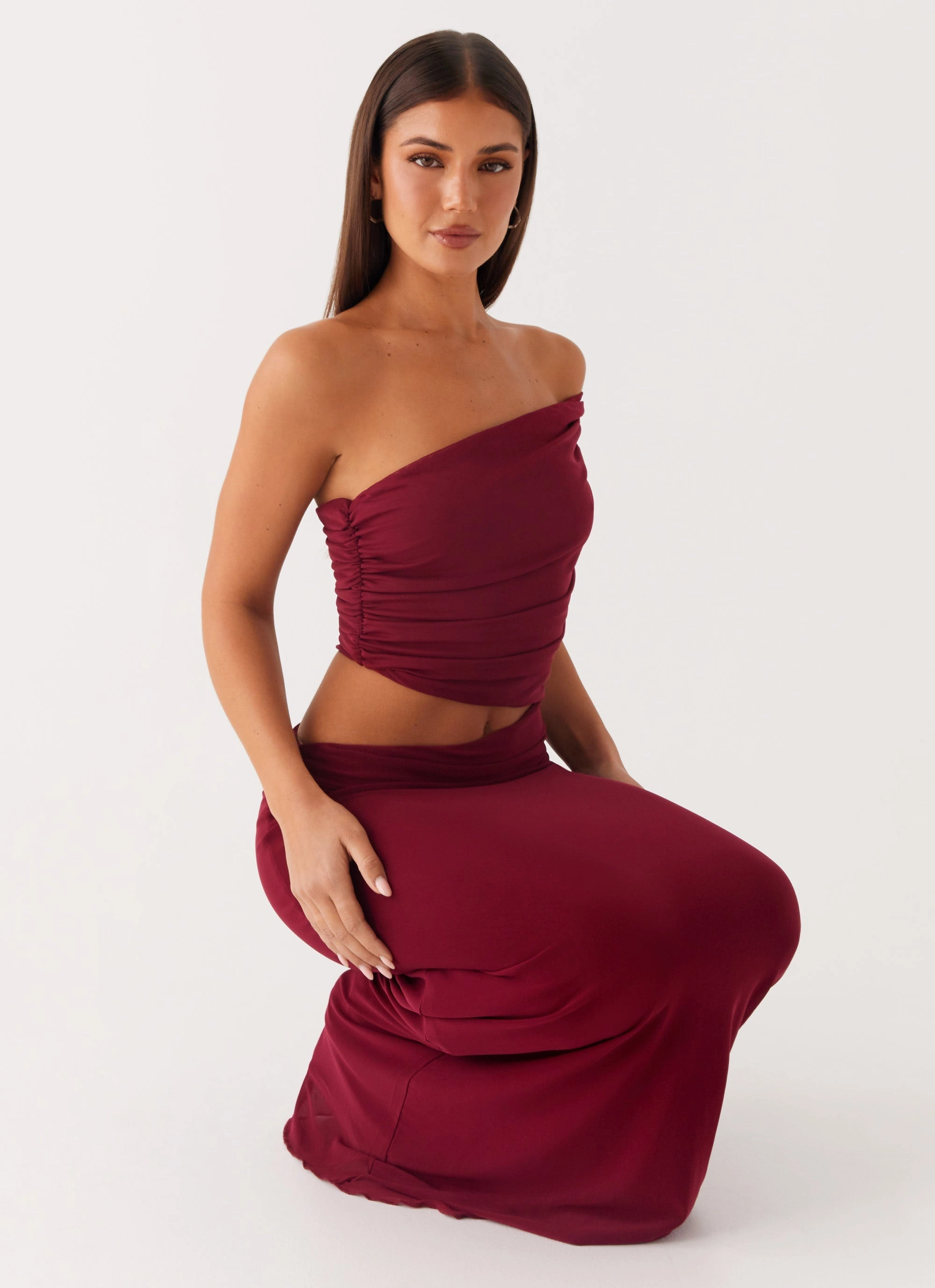 Gentle Stitch Casual-Look Gillian Maxi Dress - Maroon