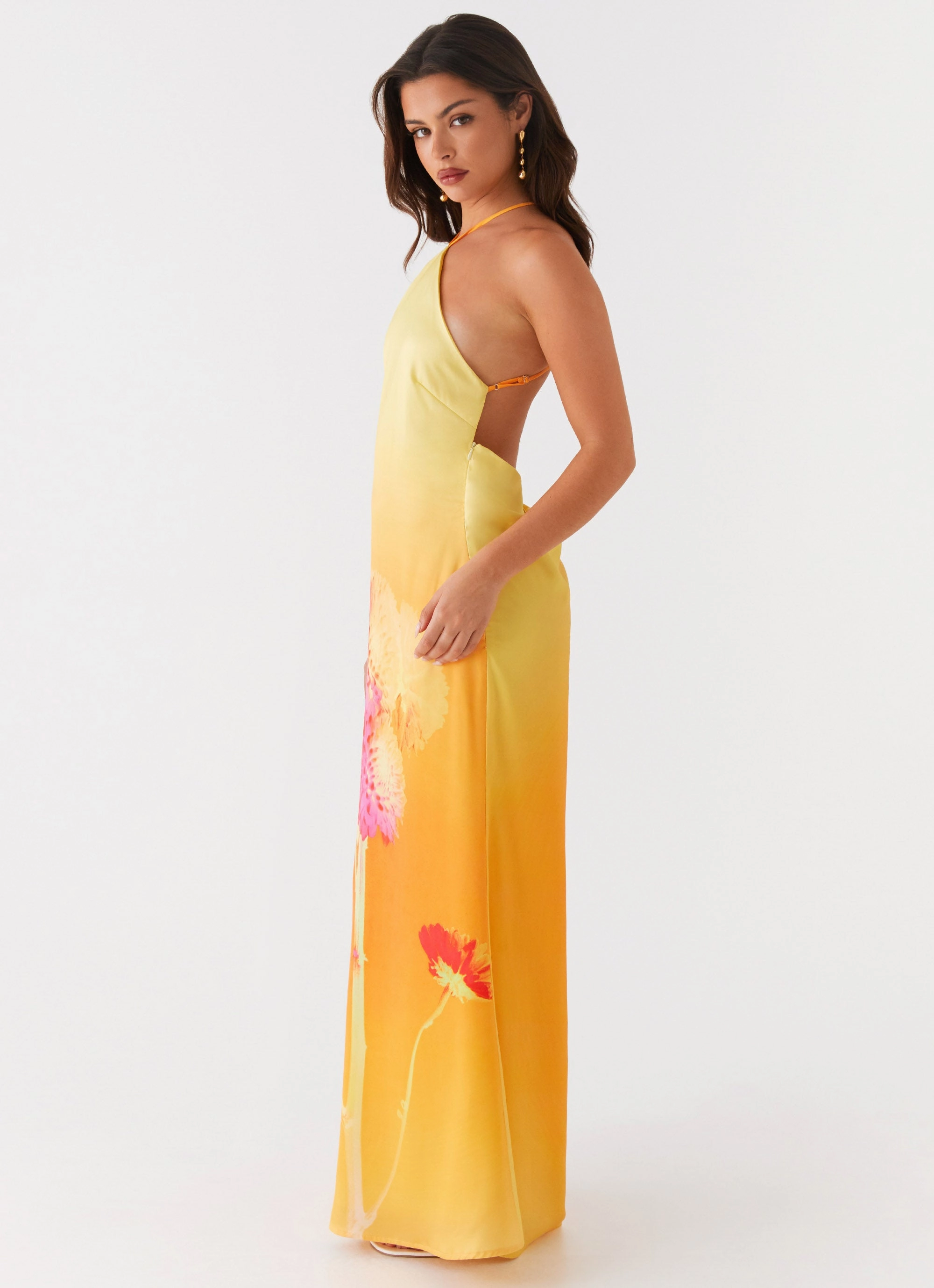 Chloe Maxi Dress - Orange Floral Neutral Flow