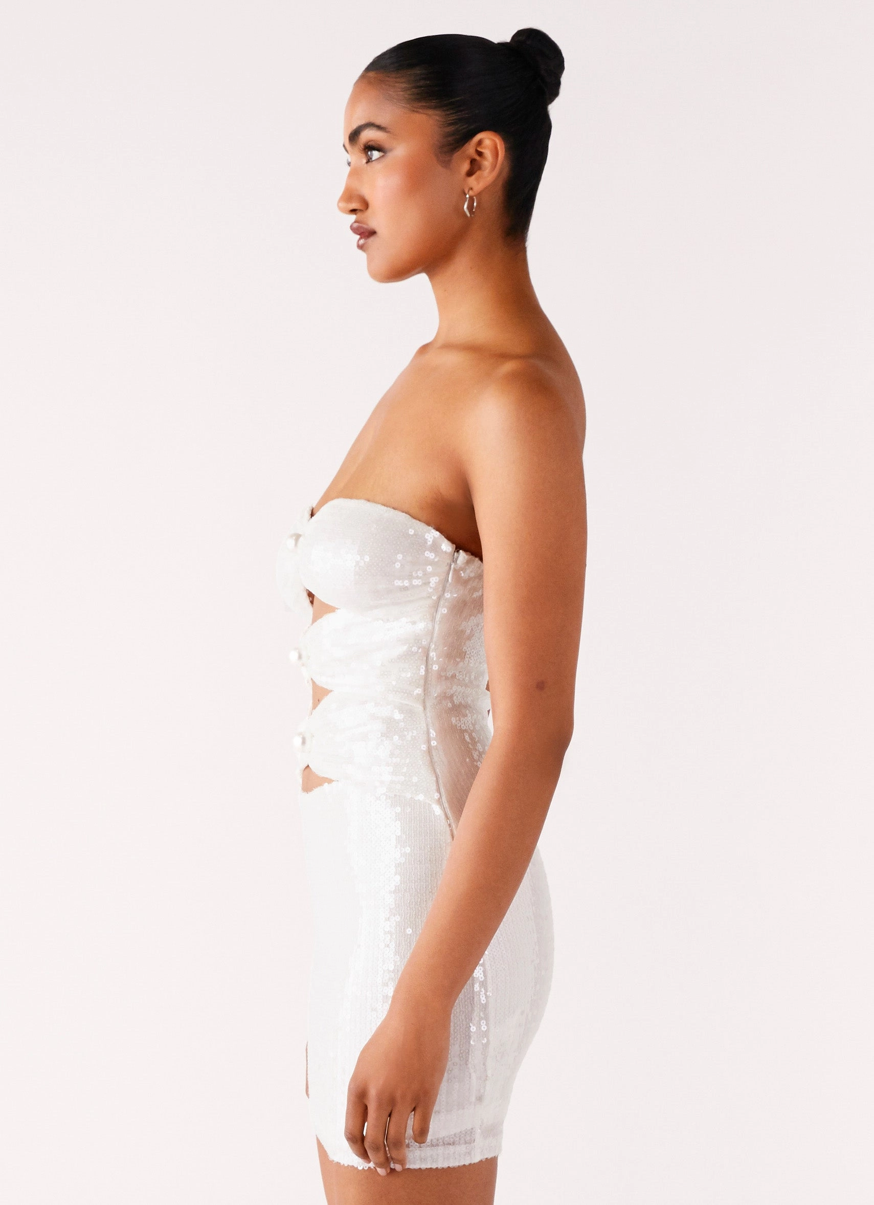 Clyra Sequin Mini Dress - Ivory Bold Fashion