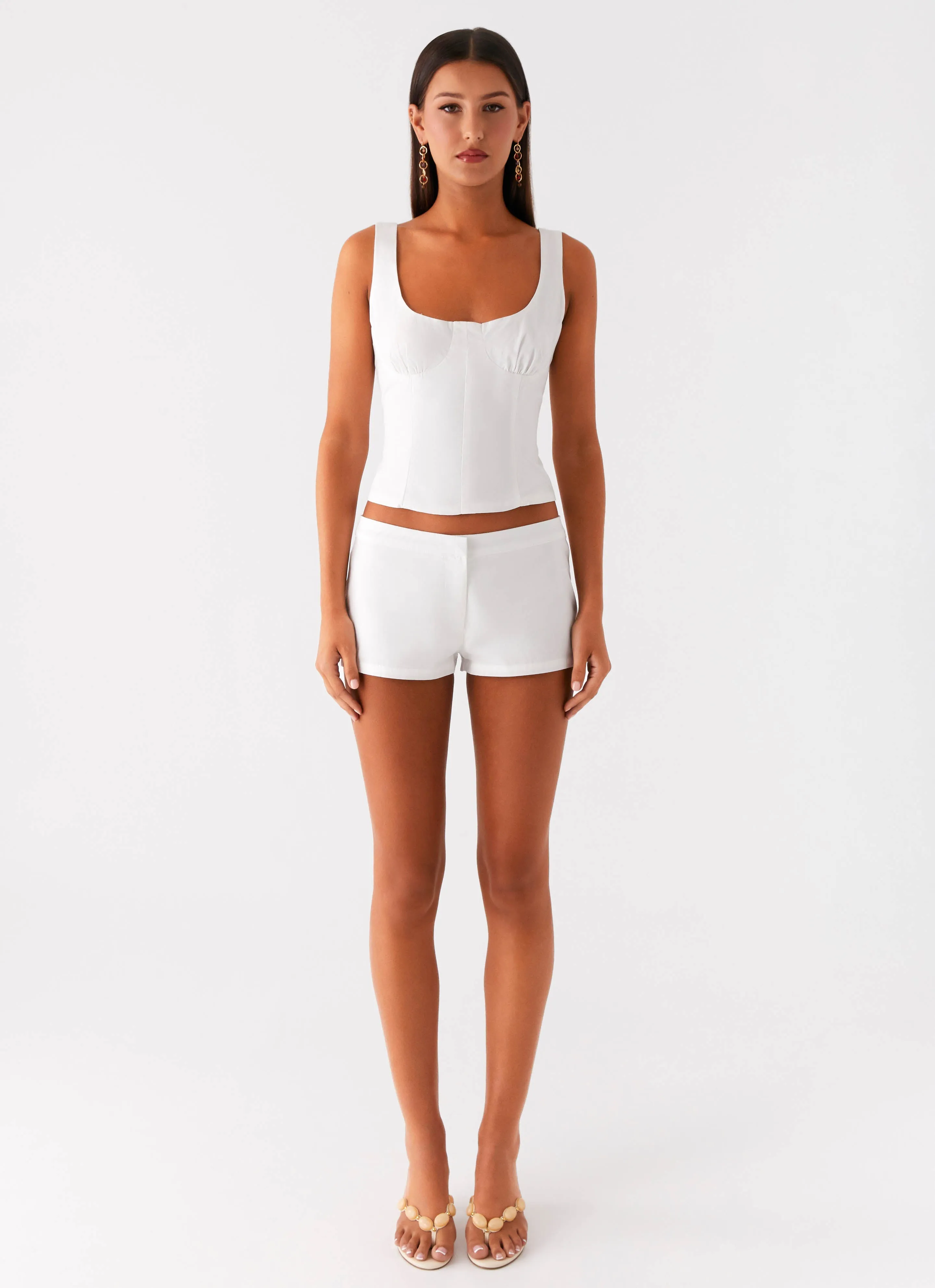 Coastline Mini Shorts - White Effortless Look