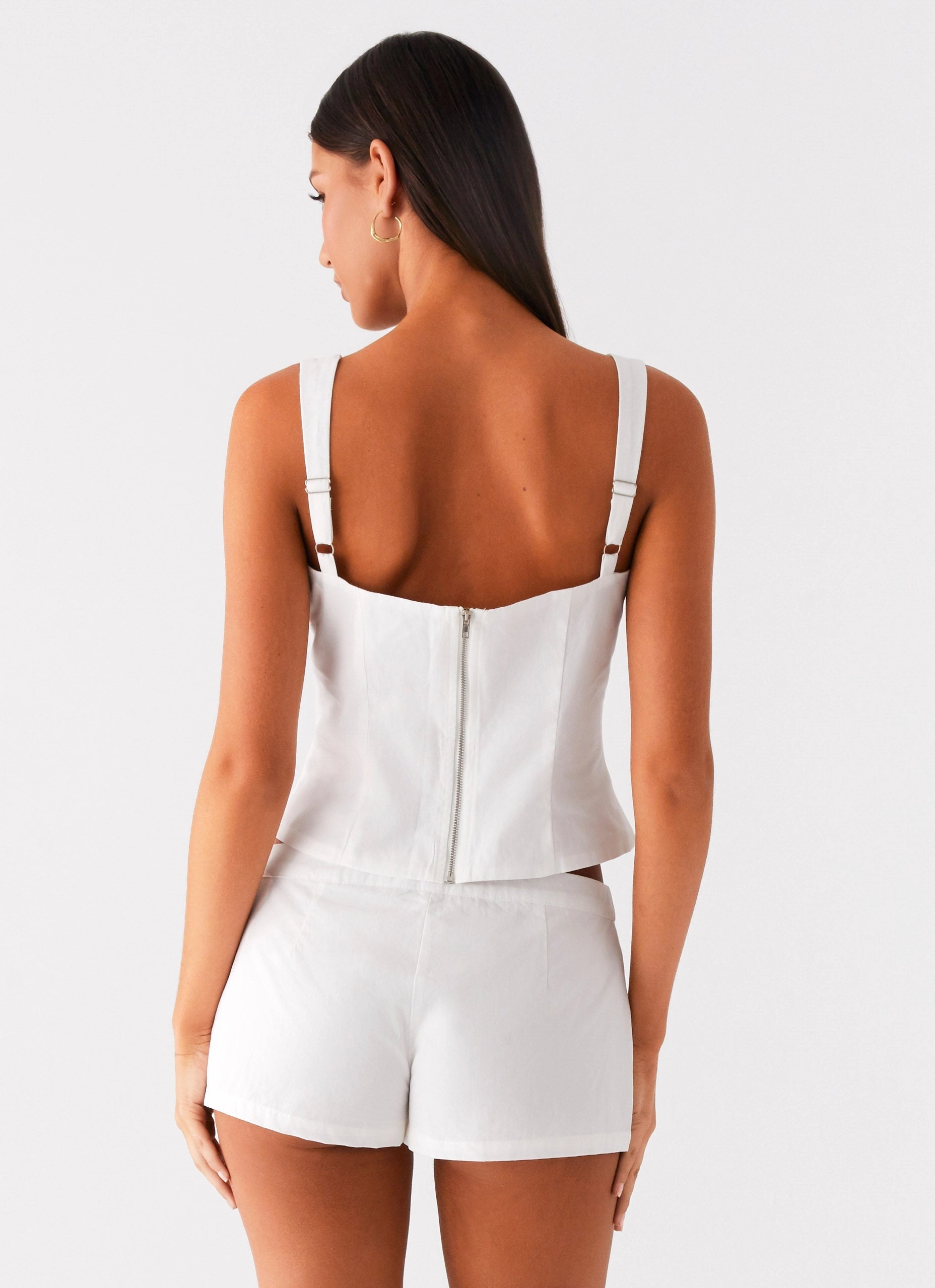 Coastline Bustier Top - White YarnBlend