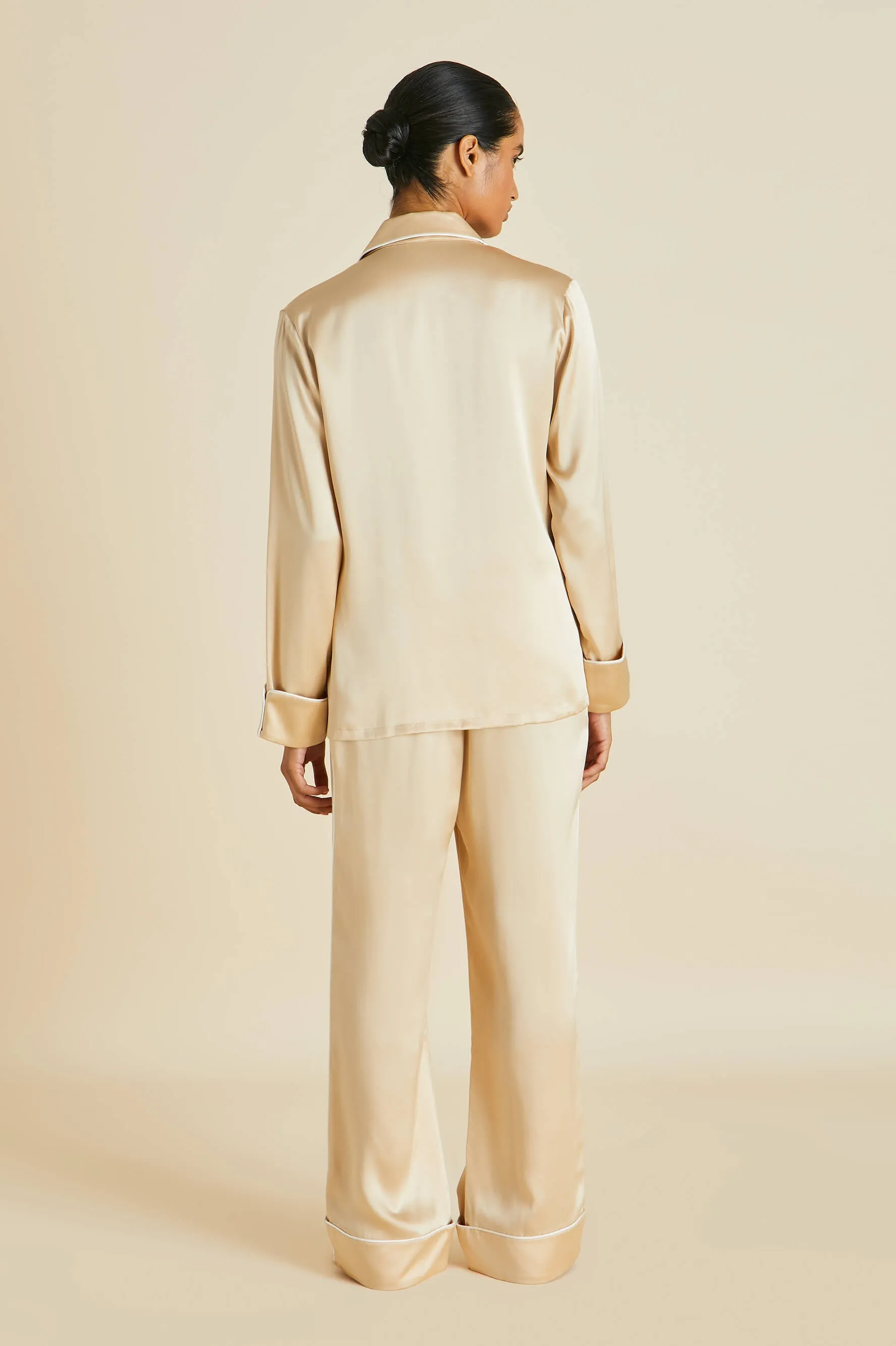 Coco Caramel Pajamas in Silk Satin