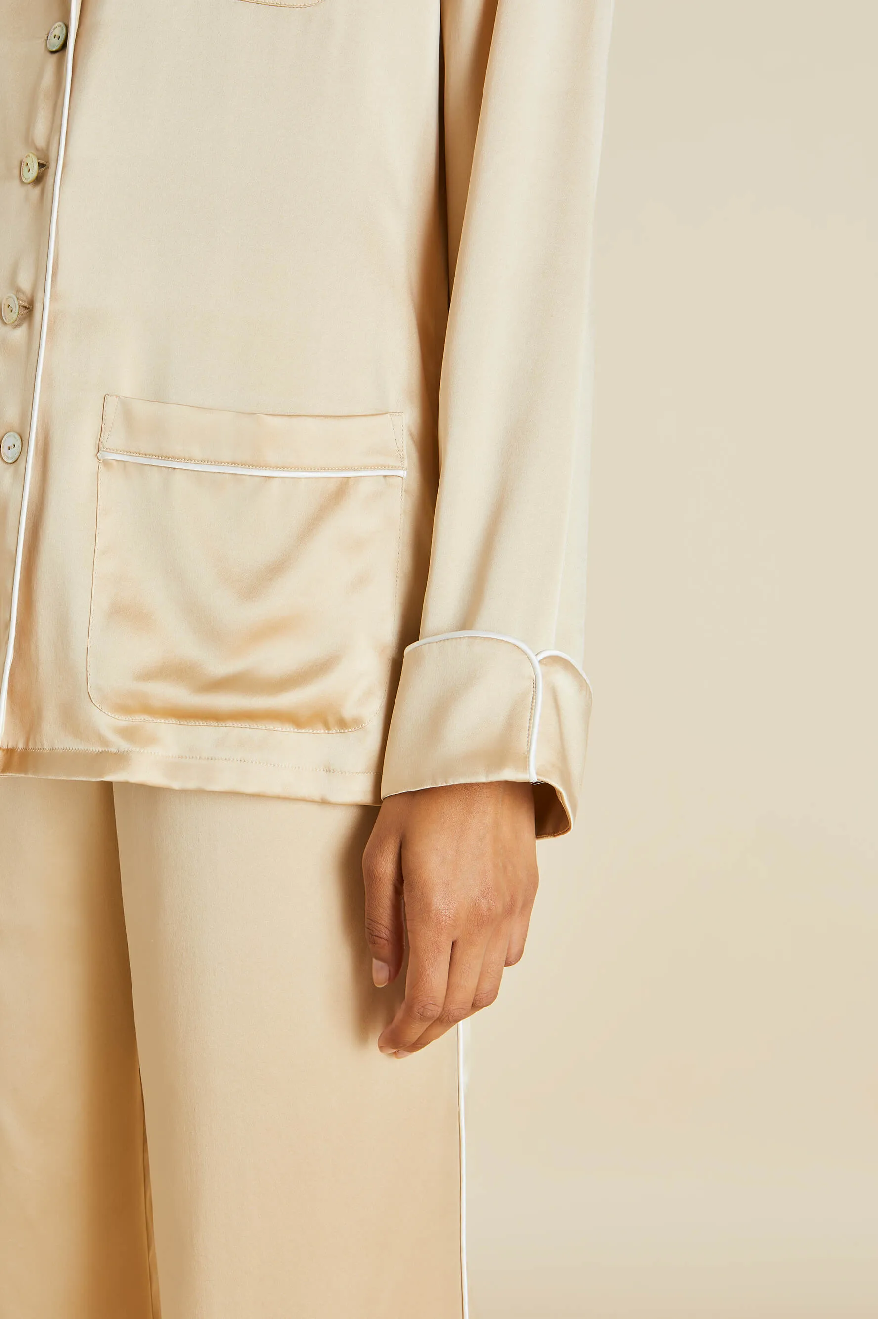 Coco Caramel Pajamas in Silk Satin