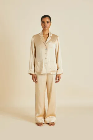 Coco Caramel Pajamas in Silk Satin