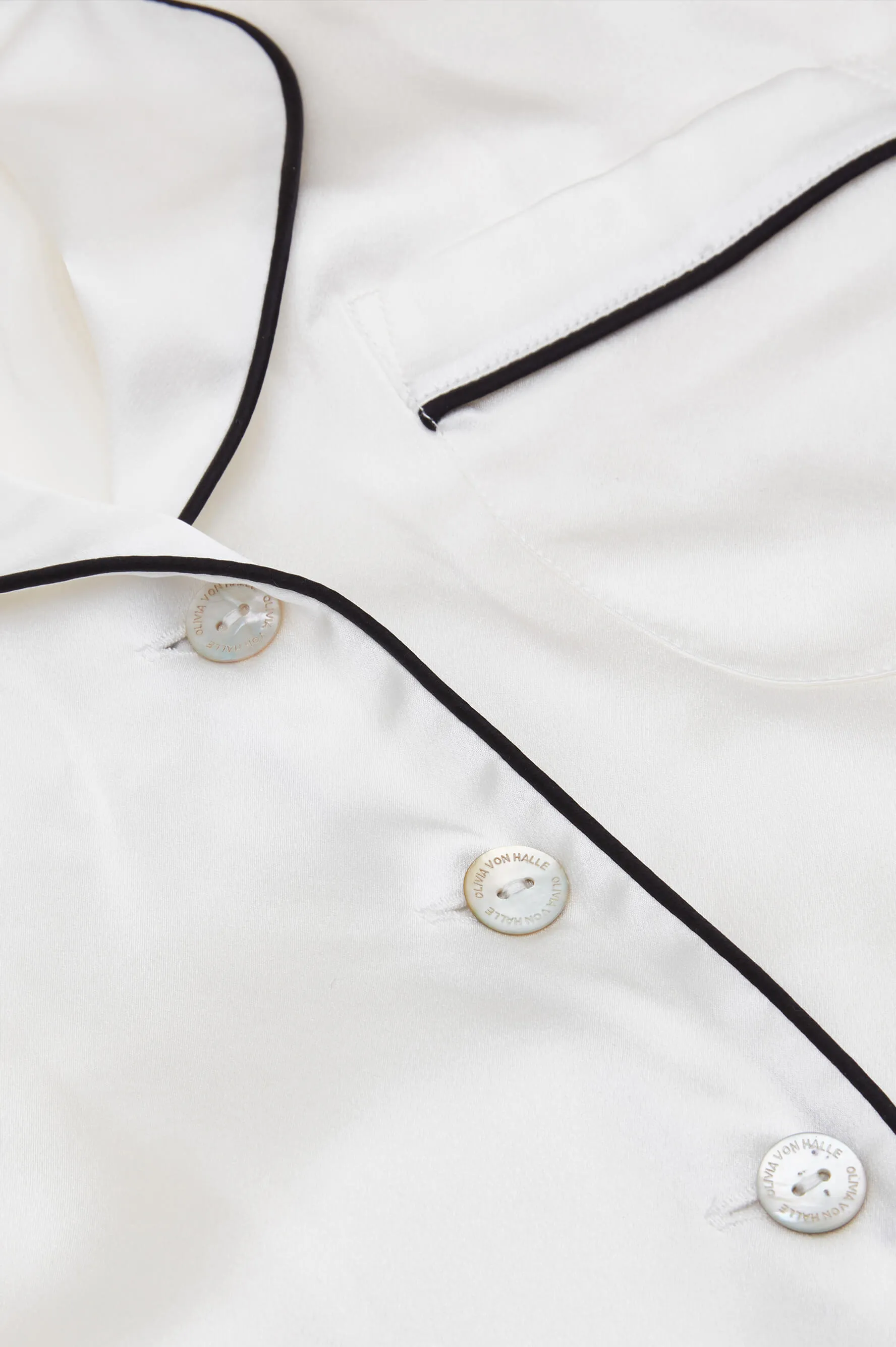 Coco Ivory Jet Black Pajamas in Silk Satin