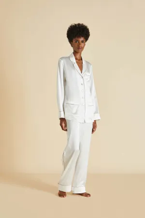 Coco Ivory Oyster Pajamas in Silk Satin