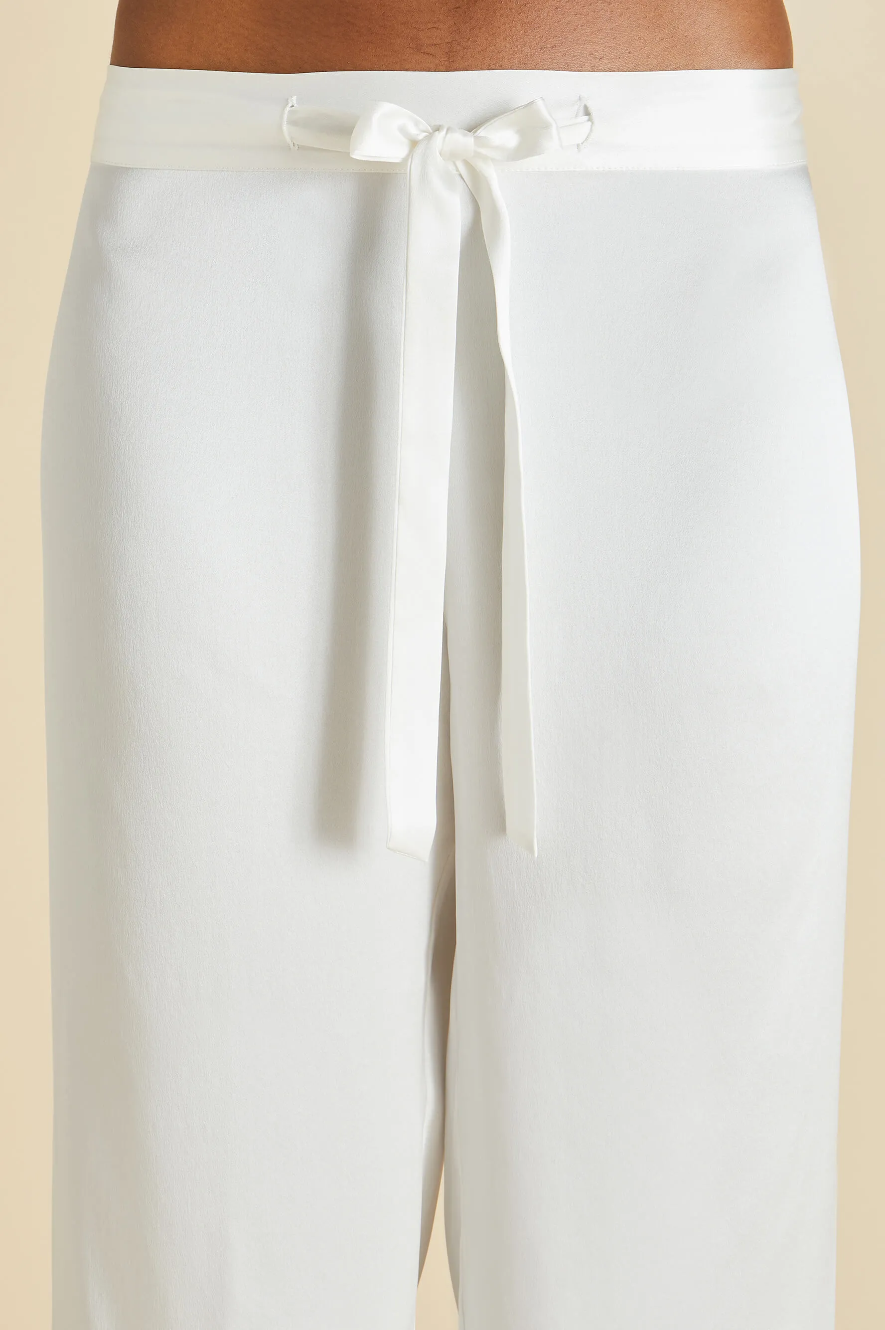 Coco Ivory Oyster Pajamas in Silk Satin