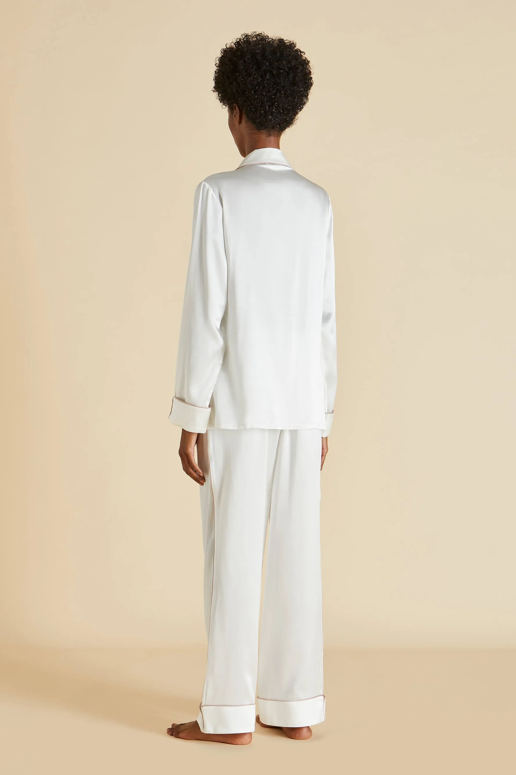 Coco Ivory Oyster Pajamas in Silk Satin