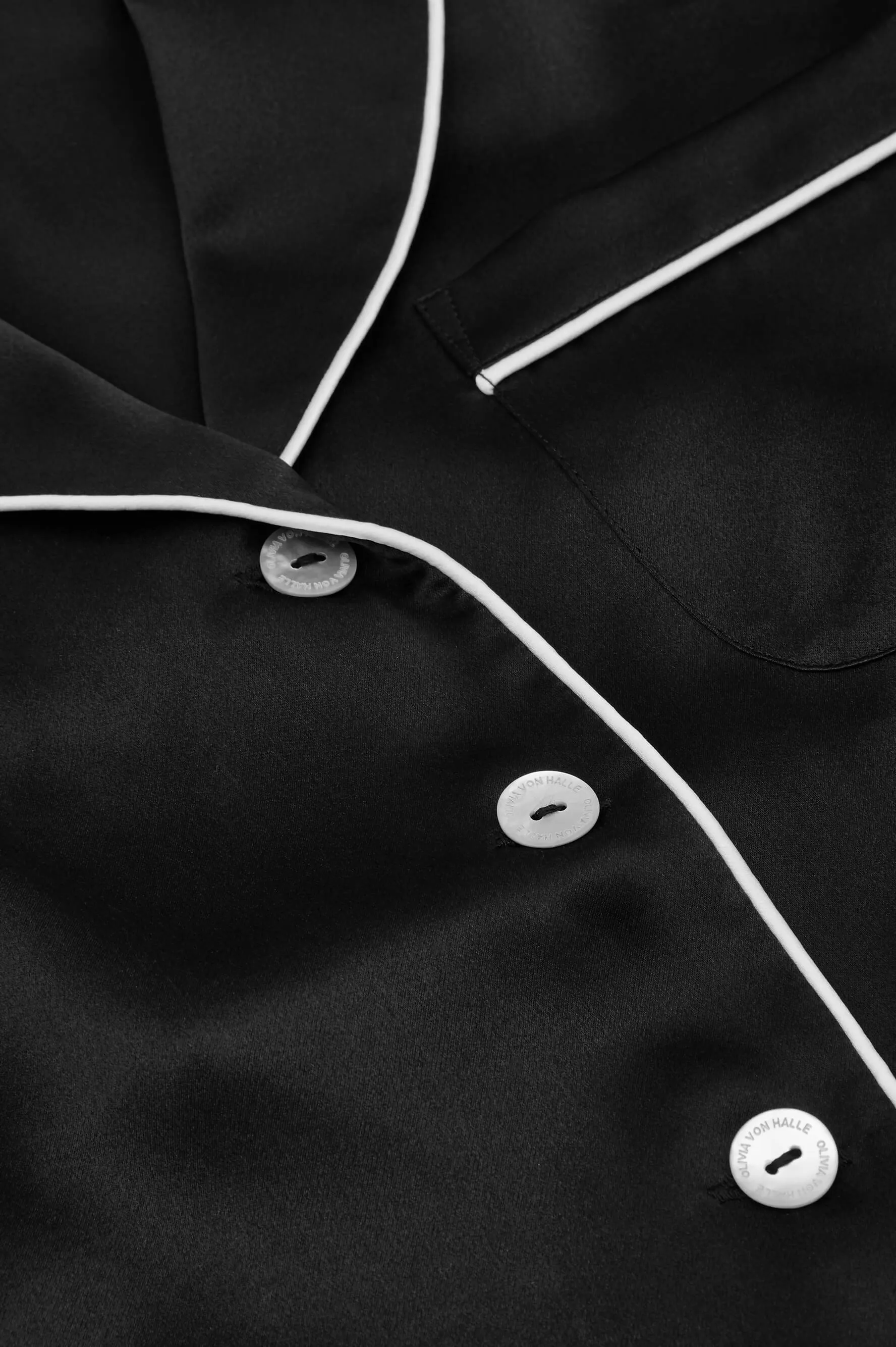 Coco Jet Black Pajamas in Silk Satin