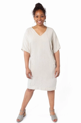 Cocoon Dress in Oat Linen Linen-Blend