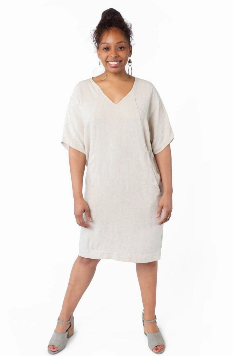 Cocoon Dress in Oat Linen Linen-Blend