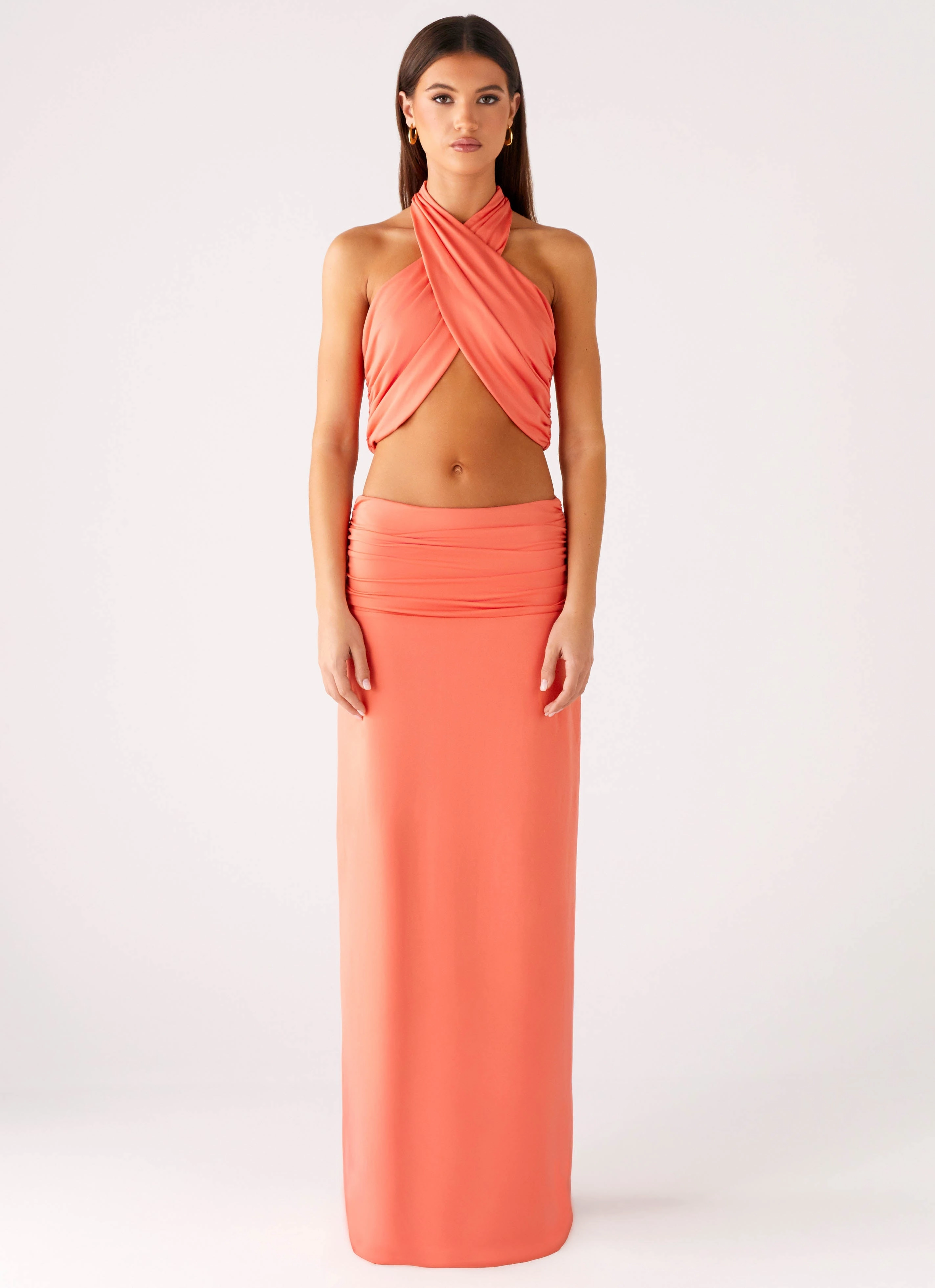 Coletta Wrap Top - Coral Lightweight Layering Option