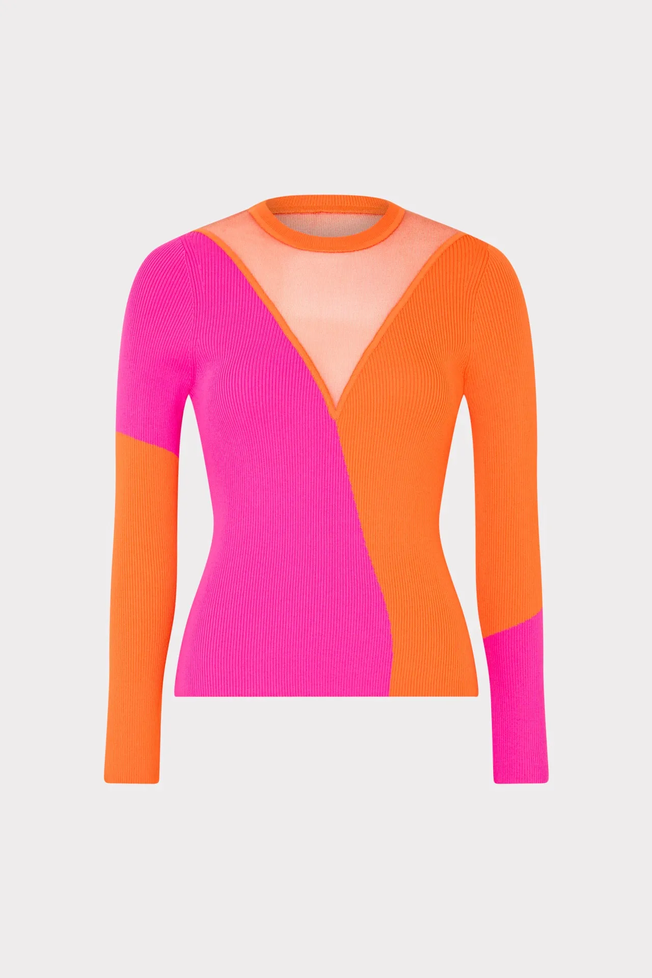 Color Block Sheer Graphic Crewneck CompressionTechnology Heat Regulating Fabric