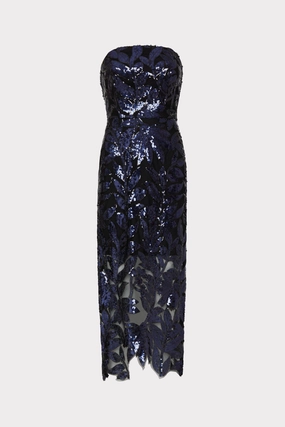 Kait Floral Sequins Dress Date Vibe Panelled-Design