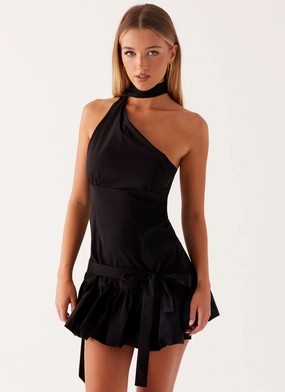 Belina Scarf Mini Dress - Black Cool Tone Basic Layers