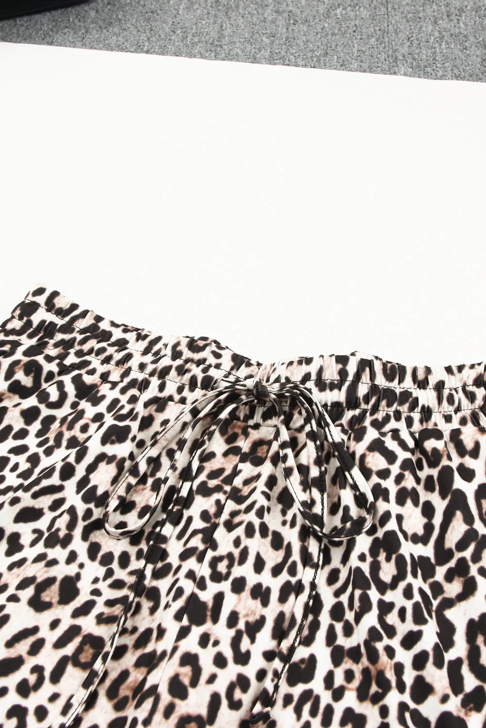 Colorblock Leopard Short Sleeve and Shorts Loungewear