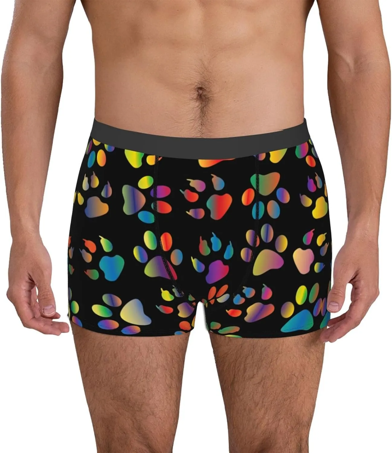 colorful dog paw Boxer Briefs, Moisture Wicking & Breathable,Underwear for Men