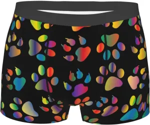 colorful dog paw Boxer Briefs, Moisture Wicking & Breathable,Underwear for Men