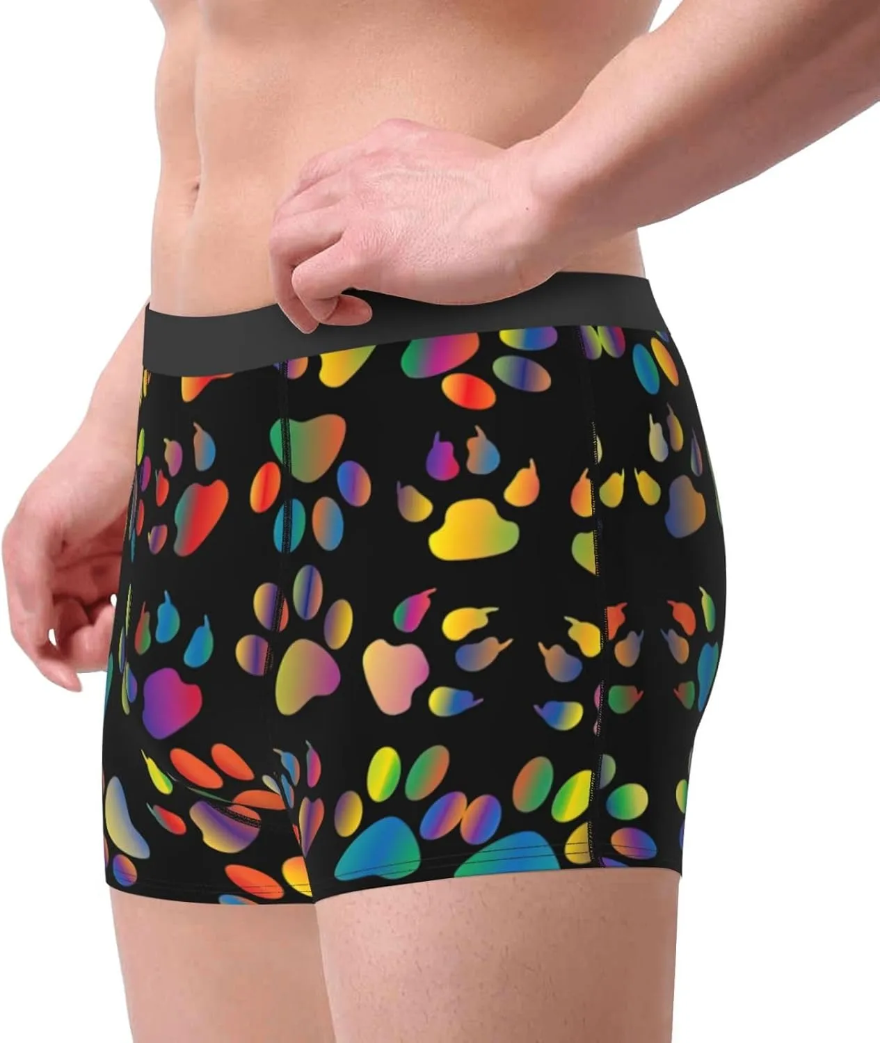 colorful dog paw Boxer Briefs, Moisture Wicking & Breathable,Underwear for Men