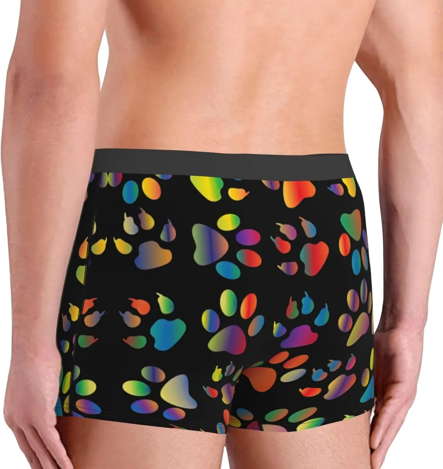 colorful dog paw Boxer Briefs, Moisture Wicking & Breathable,Underwear for Men