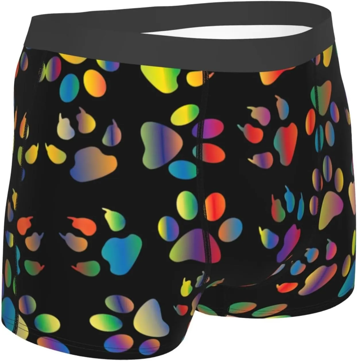 colorful dog paw Boxer Briefs, Moisture Wicking & Breathable,Underwear for Men