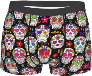 Colorful Flower Skulls Boxer Briefs, Moisture Wicking & Breathable,Underwear for Men