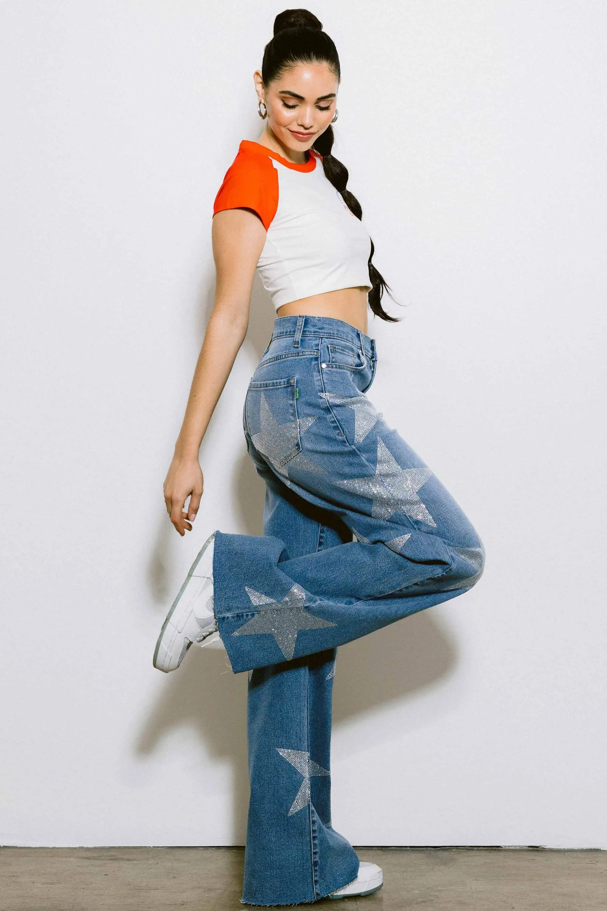 Stardust Wide Leg Pants- Denim Modern Waist Active Stretch