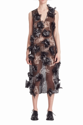 Light and Comfortable Organza Crushed Applique Dress