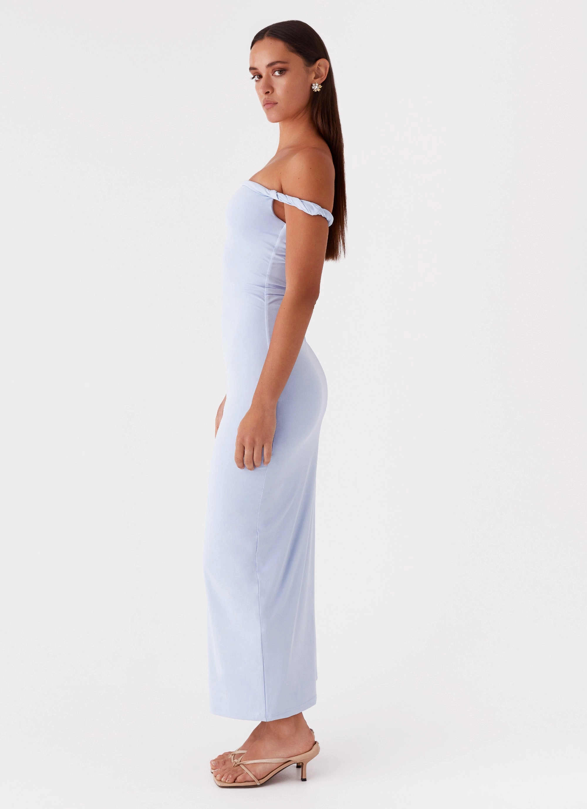 Breeze Grace Soft Gradient Arabella Twist Shoulder Maxi Dress - Blue
