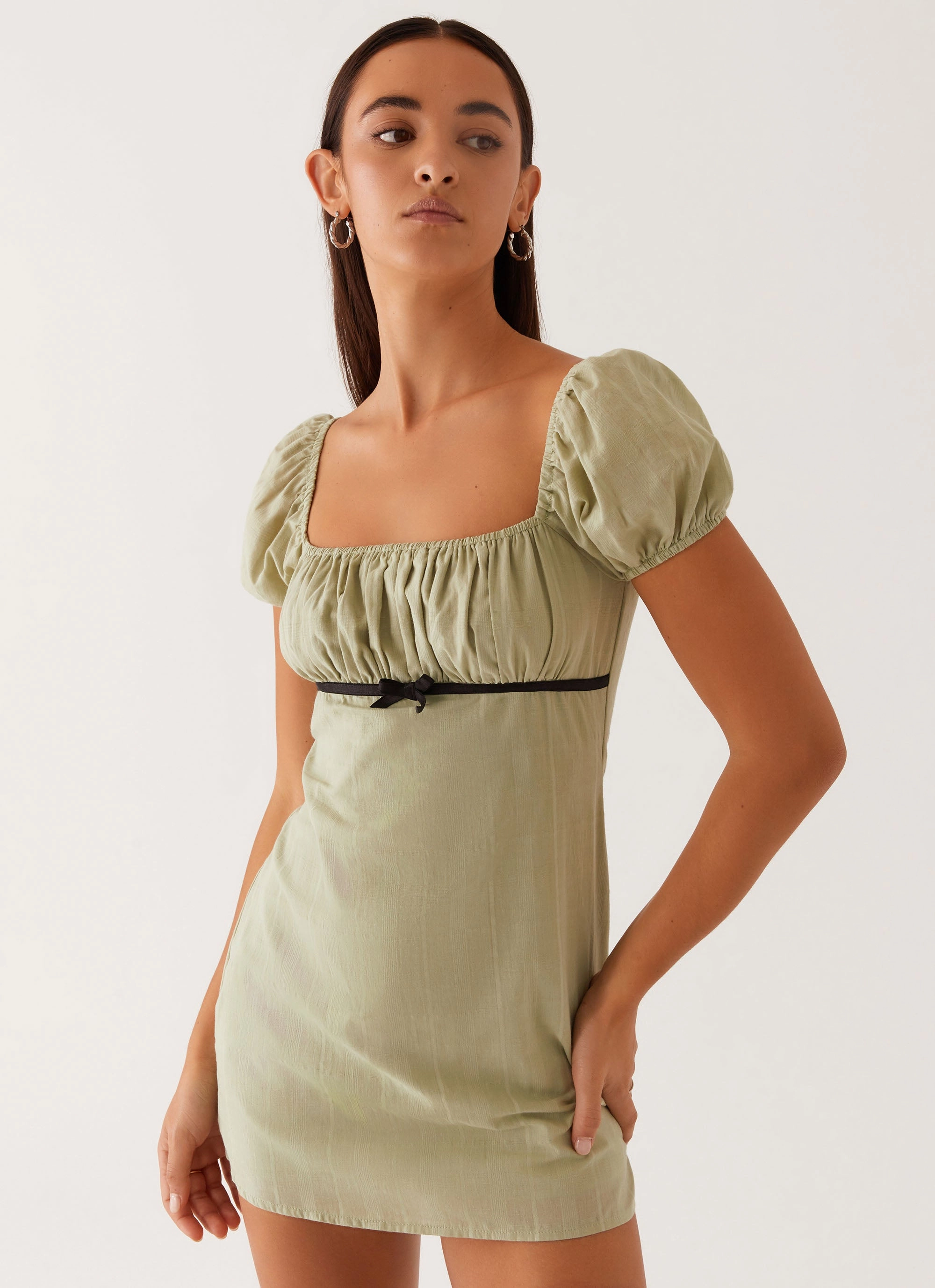 Fran Mini Dress - Pastel Green Gentle Flow Full Circle