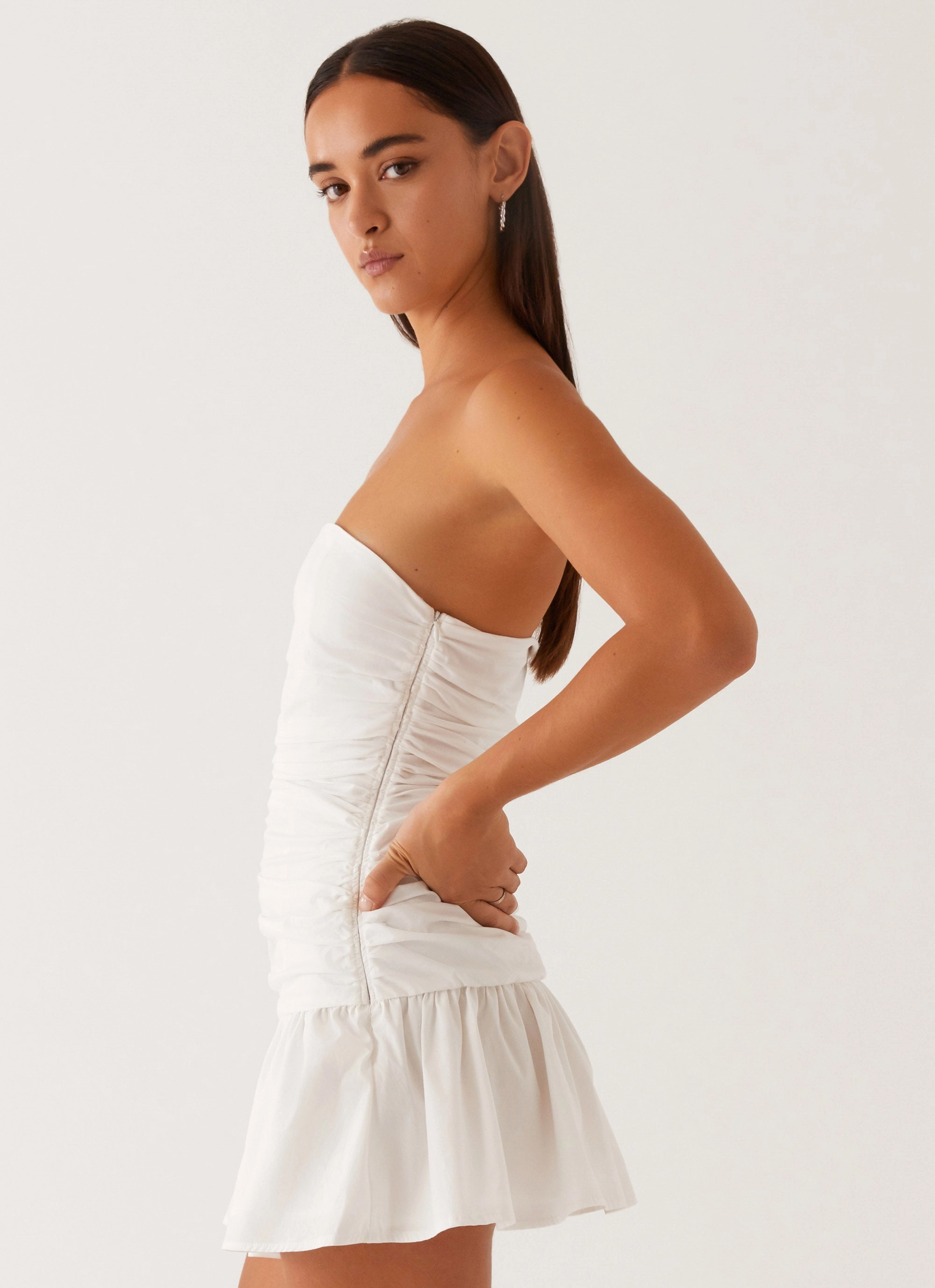 Carmel Mini Dress - White Side Slit