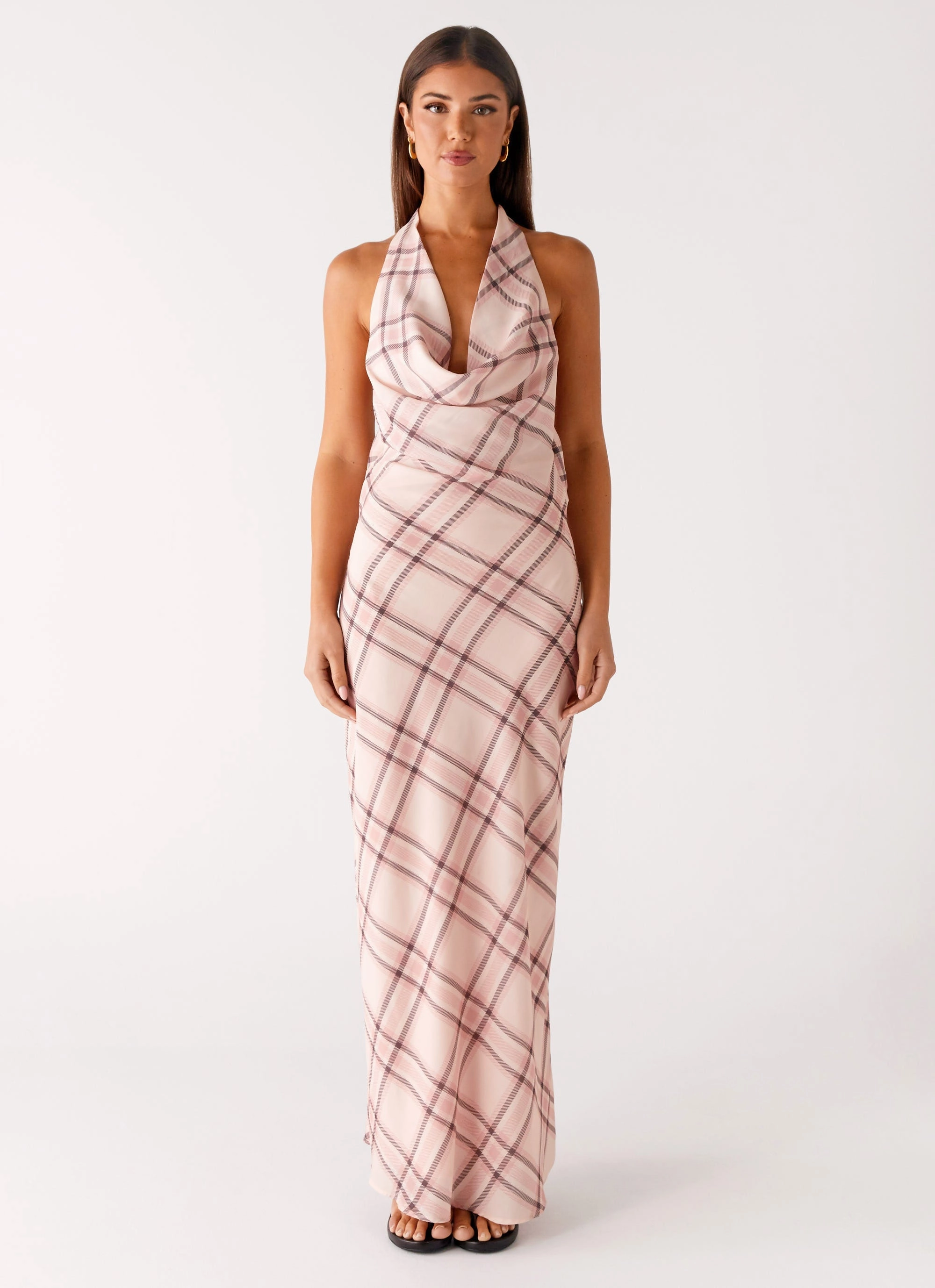 Muse Maxi Dress - Pink Check breathable fabric dress Casual Comfort Wear