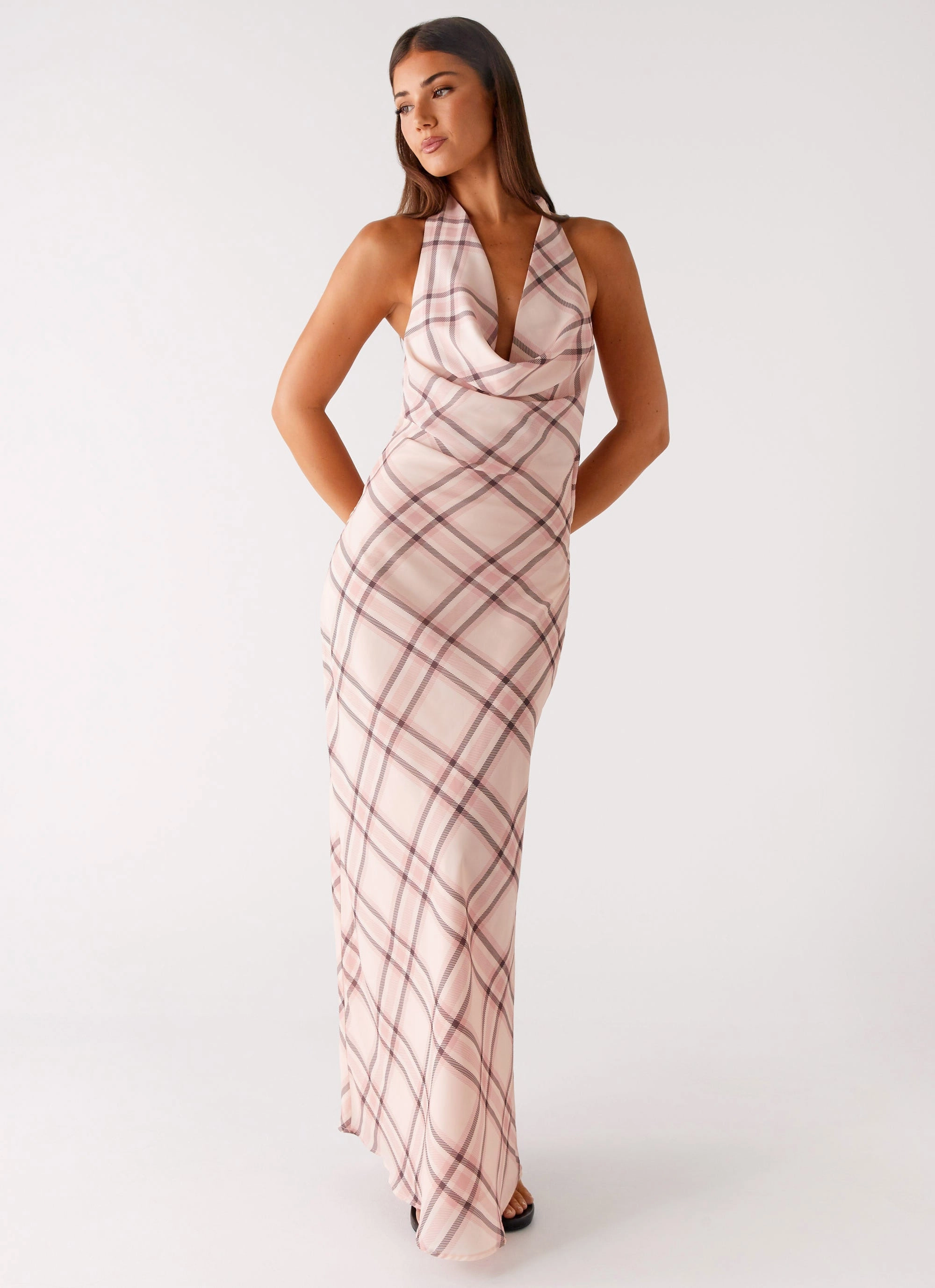 Muse Maxi Dress - Pink Check Quiet Sweet Street Casual