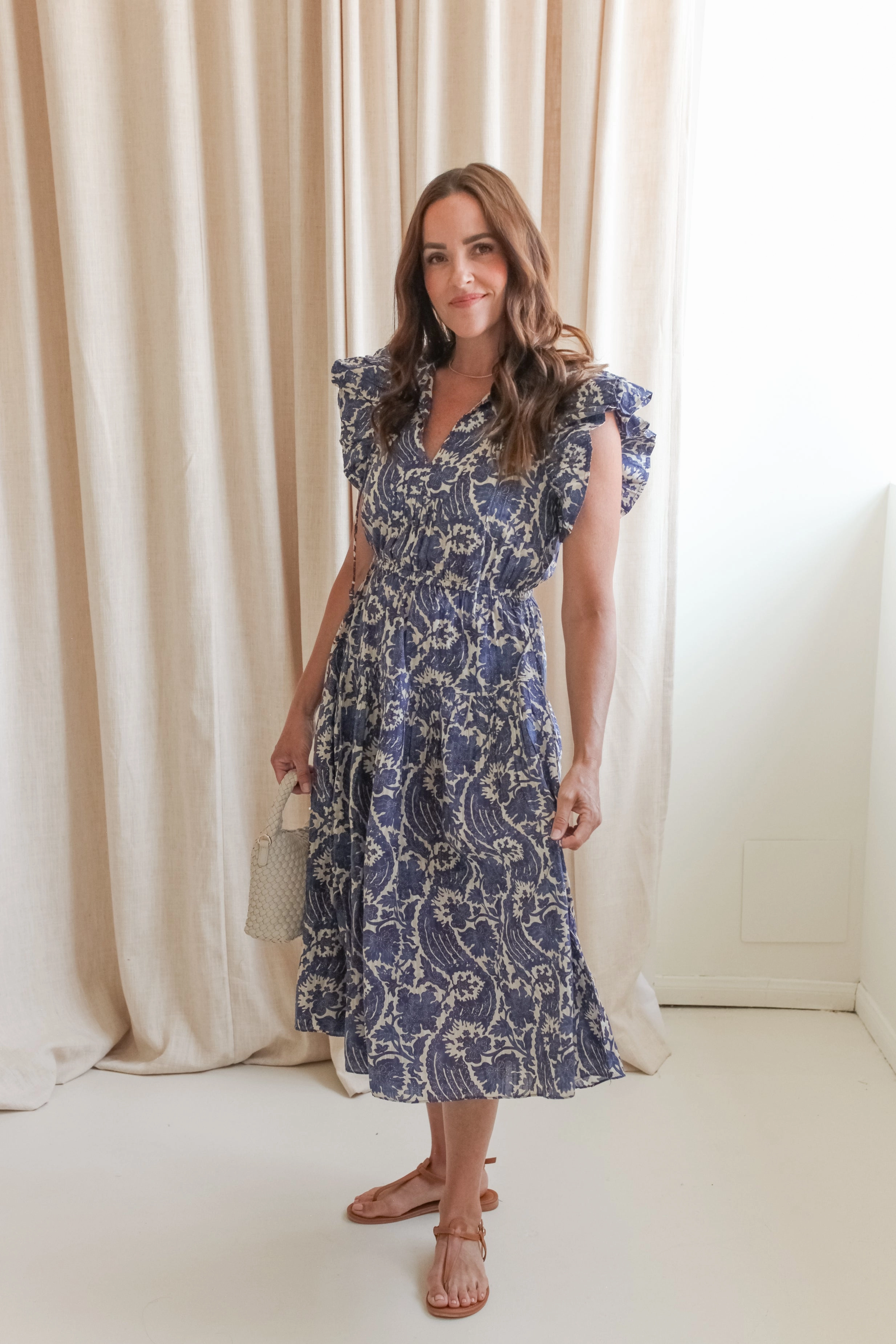 Sleek Wear Ulla Johnson Kairi Flutter Sleeve Midi Dress - Ocean
