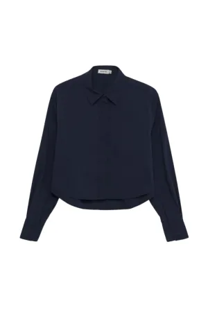 Renata Cropped Button Down Shirt in Midnight Multi Pocket Configuration