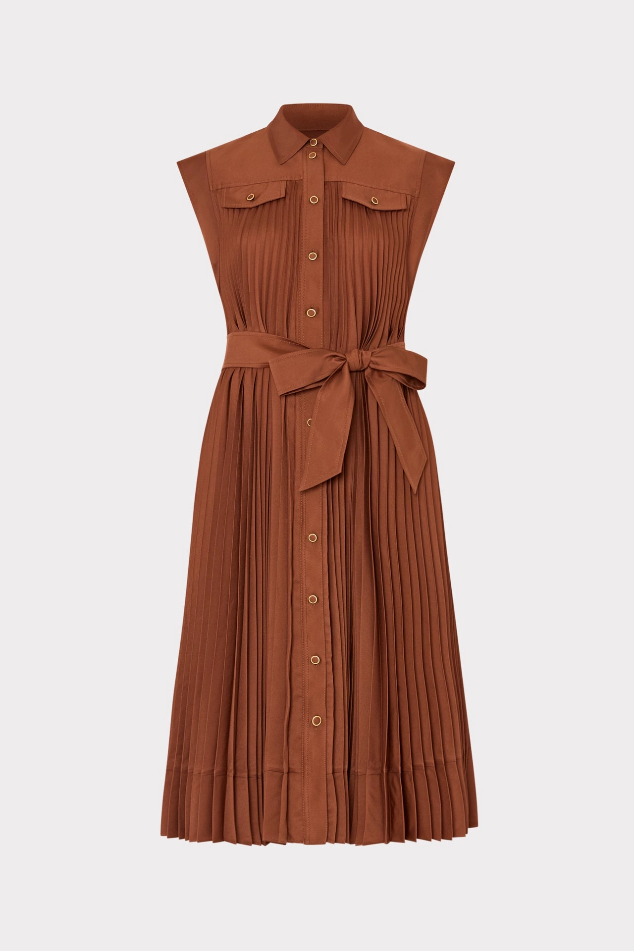 Johanna Pleated Twill Midi Dress Grace Base AntiPillTreatment