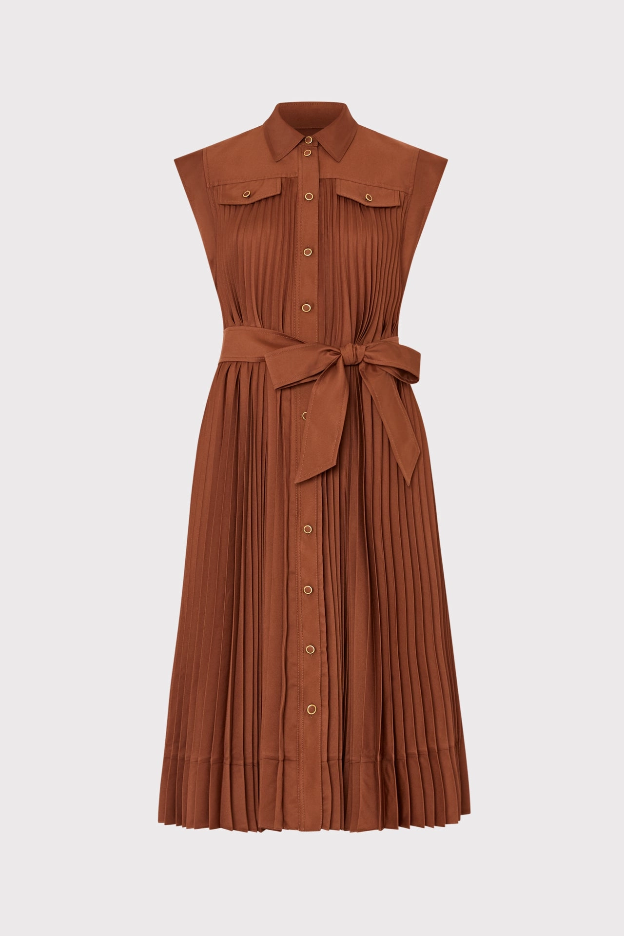 Comfy Style Johanna Pleated Twill Midi Dress