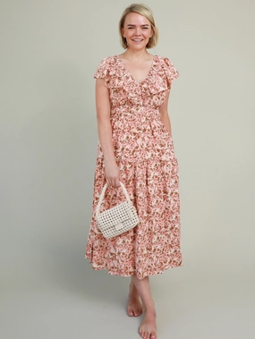 Bust-Enhancing Watercolor Midi Dress
