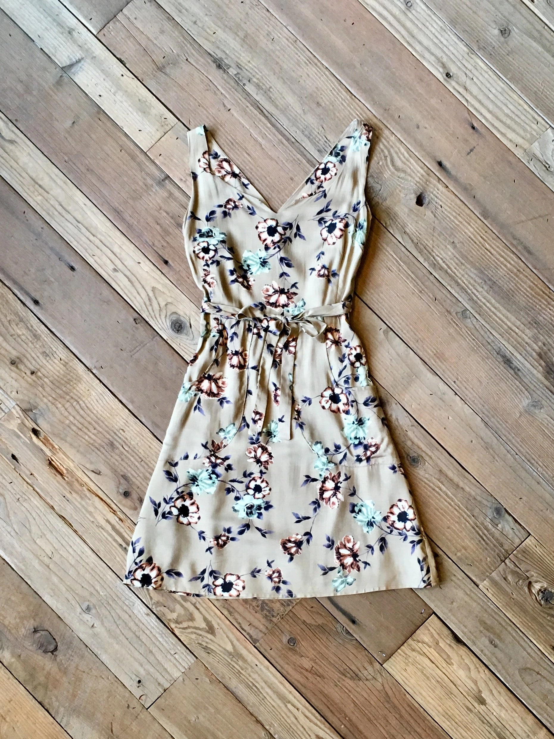 Wrap Dress in Taupe Floral Perfect Day-to-Night